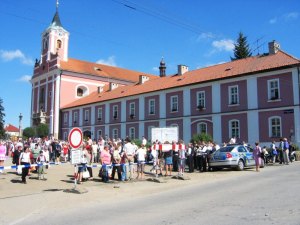 Saint Mary's church in Stipa, Czech Republic during Marian pilgrimage days.