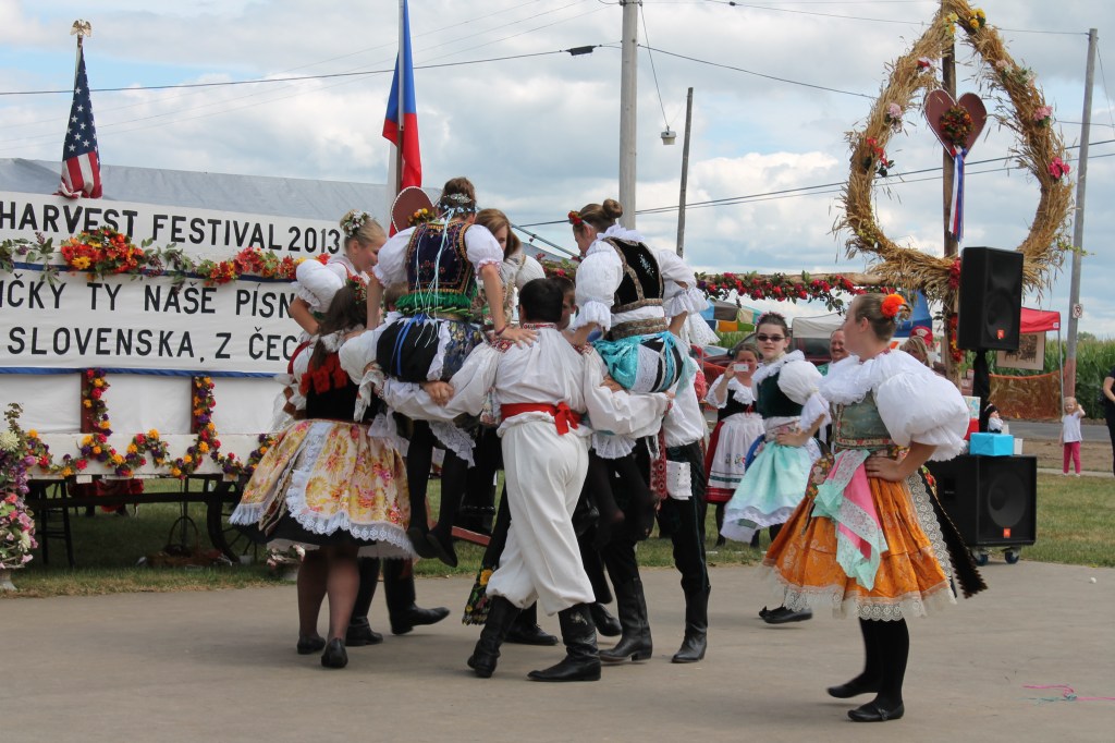 Costumed dancers at the Czech Harvest Festival in Bannister, MI.