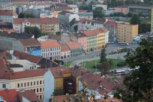 Bird's eye view of Brno from Spilberg Castle.