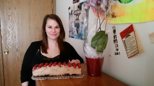 Bride to be Maranda with raspberry roll