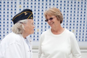 Lynn Mason speaks with veteran Juanita Woodward on her 2014 campaign trail