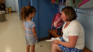Ella Chavent with one of the teachers at St. Pat's.