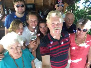 Our international family clan on July 4th under the pergola.